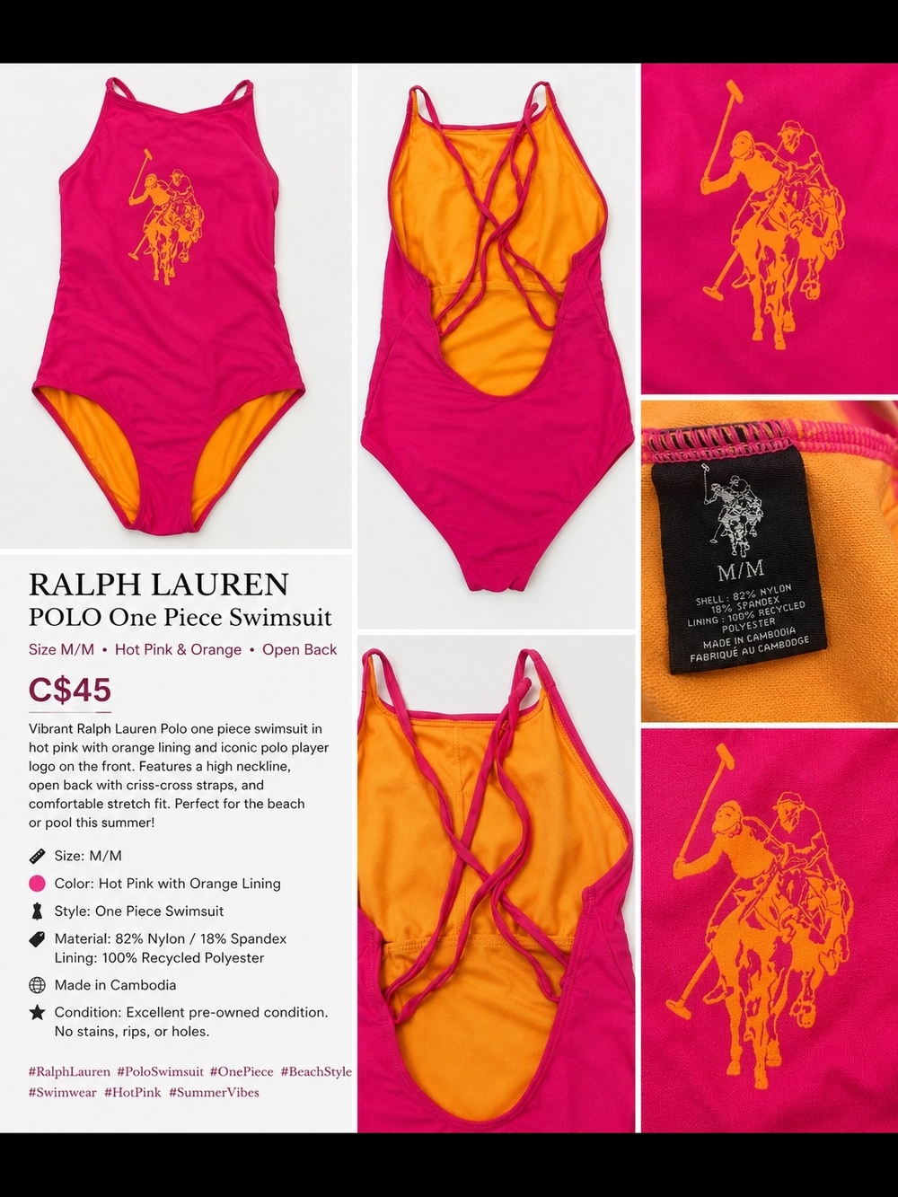 💖 Ralph Lauren Polo One Piece Swimsuit 💖